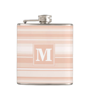 Monogram peach stripes hip flask