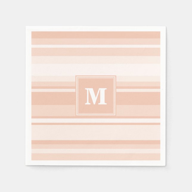 Monogram peach stripes napkin (Front)