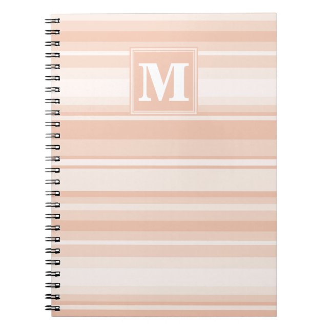 Monogram peach stripes notebook (Front)