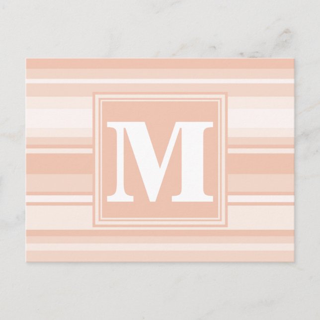 Monogram peach stripes postcard (Front)
