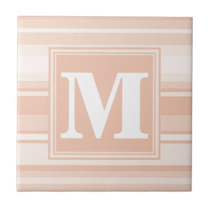 Monogram peach stripes tile