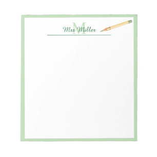 Monogram Pencil Personalised Teacher Notepad