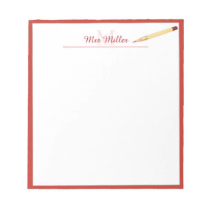 Monogram Pencil Personalised Teacher Notepad