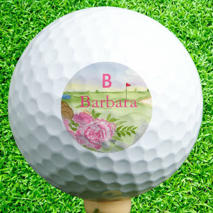 Monogram Peonies On Golf Course Balls