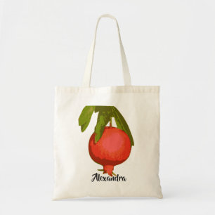 Monogram Personal Chic Botanical Red Pomegranate Tote Bag