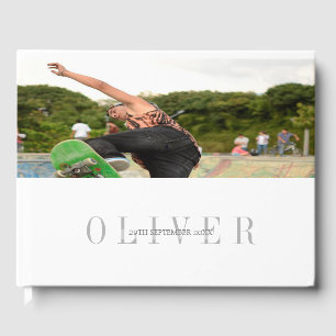 Monogram Personal PhotoModern  Bar Mitzvah Guest Book