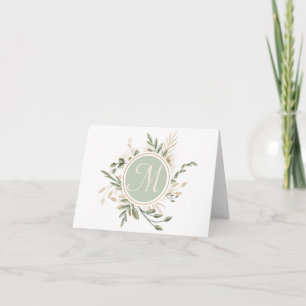 Monogram Personal Round Greenery Botanical Frame, Thank You Card