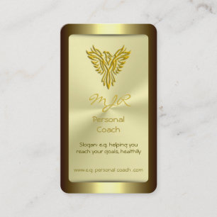 Monogram, Personal Trainer, golden Phoenix Business Card