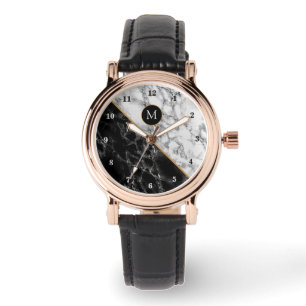 Monogram Personal Watch Black White Marble
