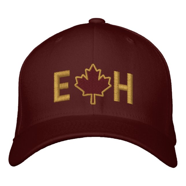 Monogram Personalise Maple Leaf Embroidery Embroidered Hat (Front)