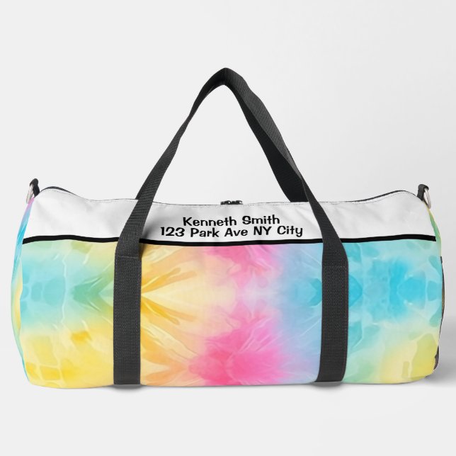 Monogram Personalise Rainbow Tie Dye Girl Gear bag (Front)