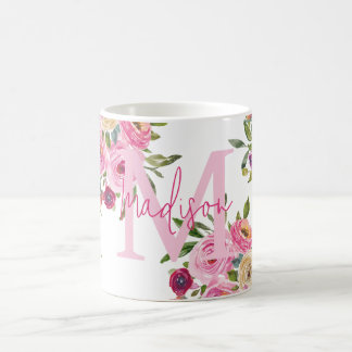 Monogram | Personalise | Watercolor | Floral Coffee Mug
