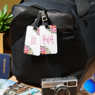 Monogram | Personalise | Watercolor | Floral  Luggage Tag