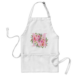 Monogram | Personalise | Watercolor | Floral  Standard Apron