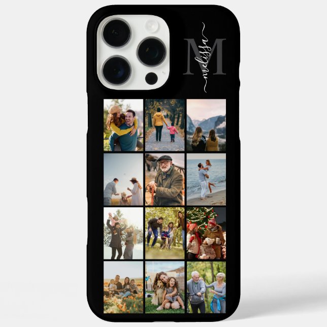 Monogram Personalised 12 Photo Collage Case-Mate iPhone Case (Back)