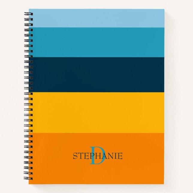 Monogram Personalised 5 Colour Blocks Notebook (Front)