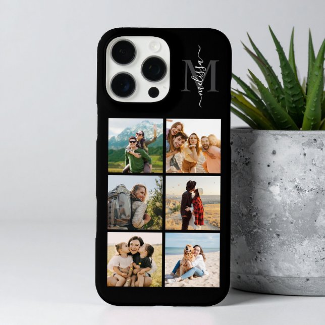 Monogram Personalised 6 Photo Collage Case-Mate iPhone Case (Creator Uploaded)