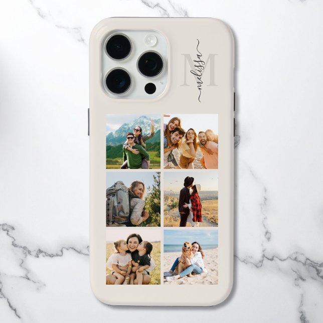 Monogram Personalised 6 Photo Collage Case-Mate iPhone Case (Creator Uploaded)