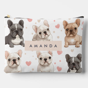 Monogram Personalised Adorable French Bulldog Accessory Pouch