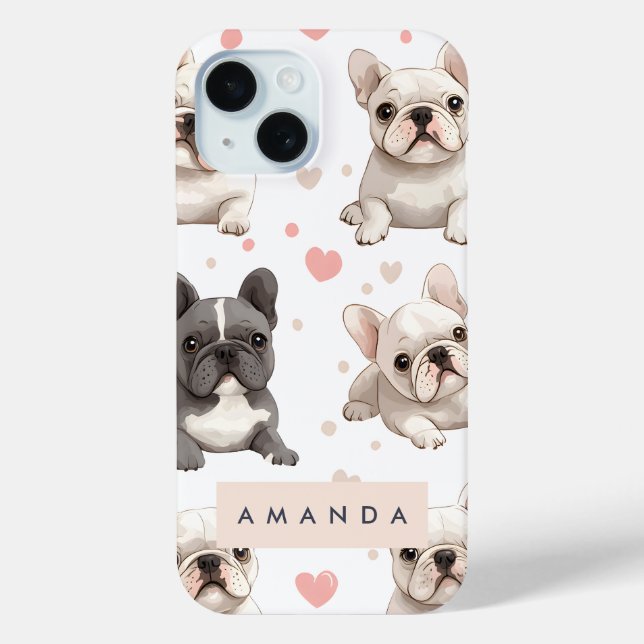 Monogram Personalised Adorable French Bulldog  Case-Mate iPhone Case (Back)