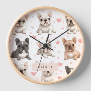 Monogram Personalised Adorable French Bulldog Clock