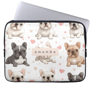 Monogram Personalised Adorable French Bulldog  Laptop Sleeve