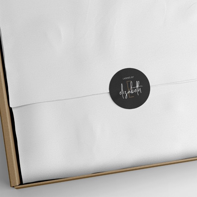 Monogram Personalised Beauty Business Classic Round Sticker (Creator Uploaded)