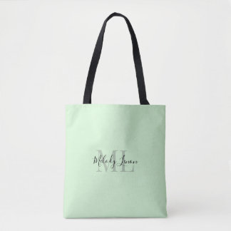 Monogram | Personalised Black and Mint Design |  Tote Bag