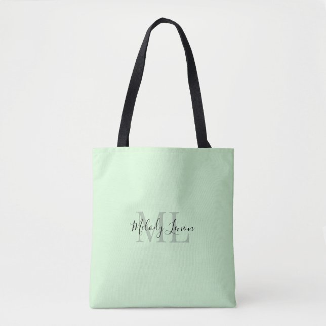 Monogram | Personalised Black and Mint Design |  Tote Bag (Front)