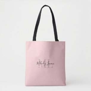 Monogram   Personalised Black and Pink Design    Tote Bag
