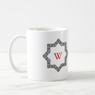 Monogram Personalised Black & White Swirl Design Coffee Mug