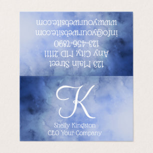 Monogram Personalised Blue and White Business Card