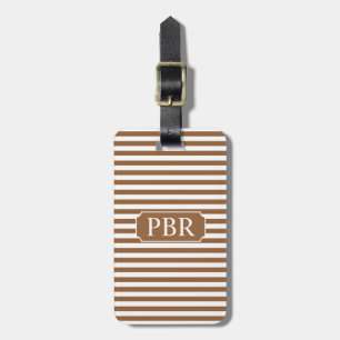 Monogram Personalised Brown Stripe Luggage Tag