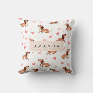 Monogram Personalised Cute Dachshund Dog Cushion