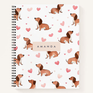 Monogram Personalised Cute Dachshund Dog Notebook