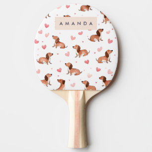 Monogram Personalised Cute Dachshund Dog Ping Pong Paddle
