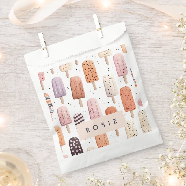 Monogram Personalised Cute Popsicle Pattern  Favour Bags (Clipped)