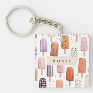 Monogram Personalised Cute Popsicle Pattern  Key Ring