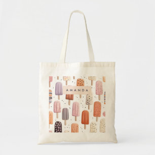 Monogram Personalised Cute Popsicle Pattern Tote Bag