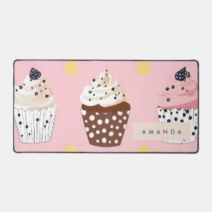 Monogram Personalised Cute Sweet Cupcake  Desk Mat