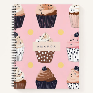 Monogram Personalised Cute Sweet Cupcake Notebook