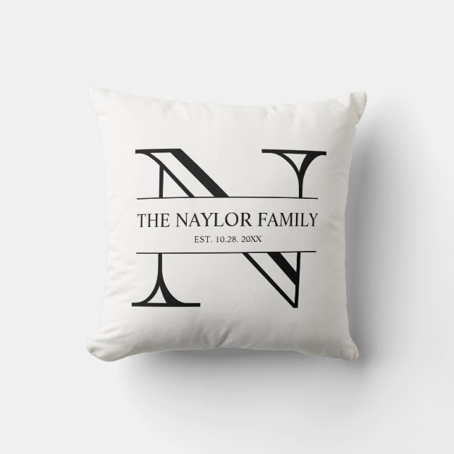 Monogram  Personalised Family Wedding Gift Cushion (Front)