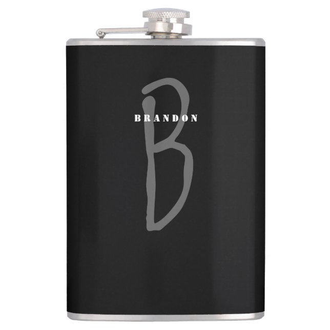 Monogram Personalised Hip Flask For Men 8oz (Front)
