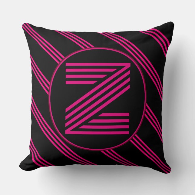 Monogram Personalised Initial Chic Stripe Cushion (Front)