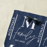 Monogram personalised modern minimal blue family beach towel<br><div class="desc">Modern monogram family navy blue stylish elegant matching family gift. Ideal for family reunions,  vacations,  birthday and Christmas parties.</div>