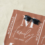 Monogram personalised modern minimal rust family beach towel<br><div class="desc">Modern monogram family terracotta rust stylish elegant matching family gift. Ideal for family reunions,  vacations,  birthday and Christmas parties.</div>