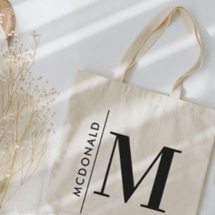 Monogram personalised modern minimal unique tote bag
