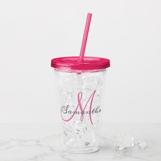 Monogram Personalised Name Acrylic Tumbler (Back Ice)