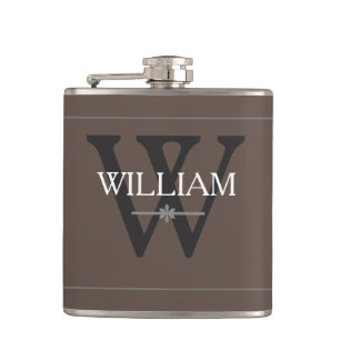 Monogram Personalised Name Classic Tan Hip Flask