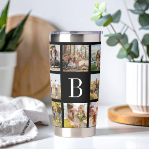 Monogram Personalised Photo Collage Insulated Tumbler